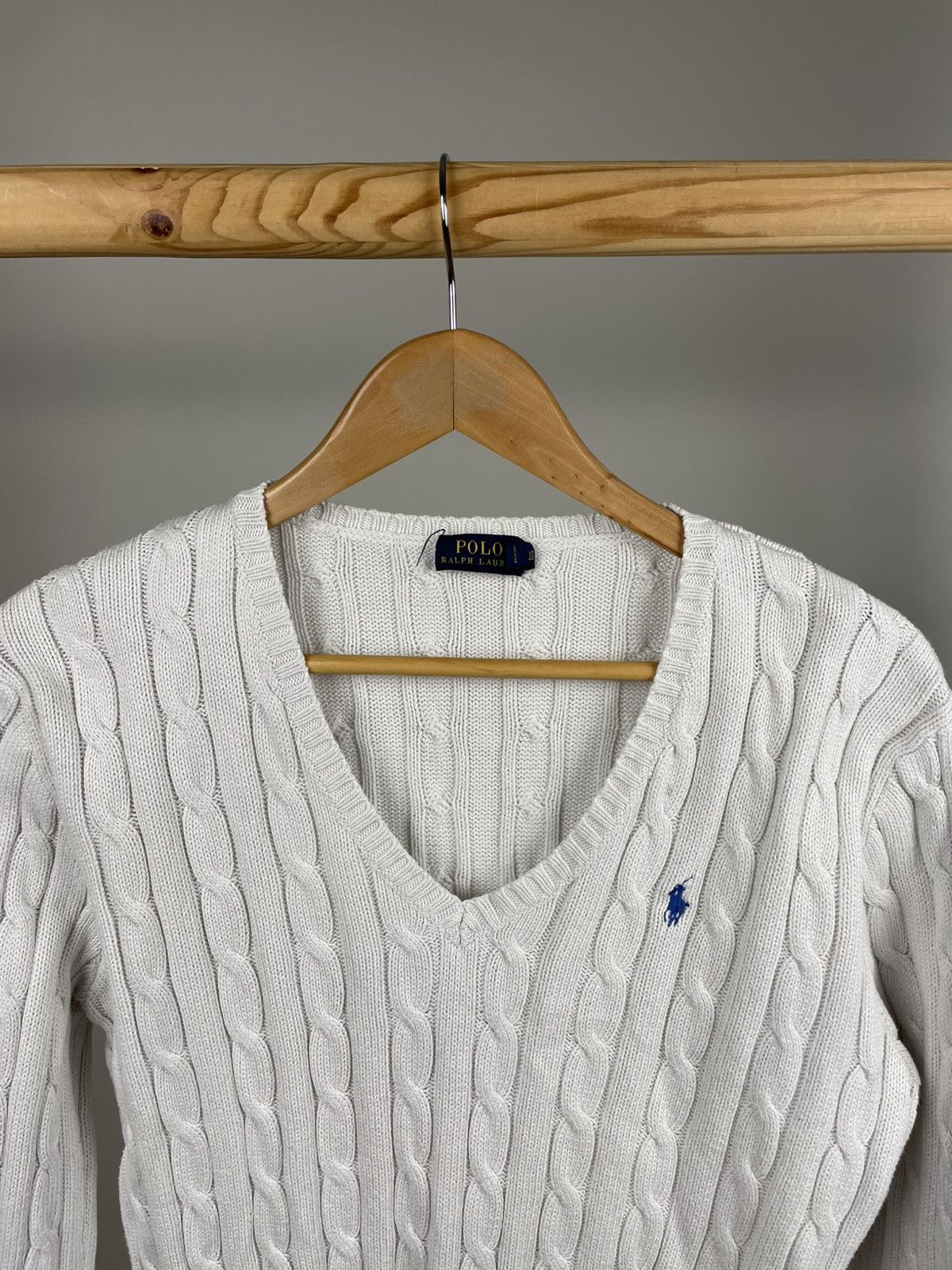 Polo Ralph Lauren × Ralph Lauren Polo Ralph Lauren cable knit v neck cotton sweater women’s Size L / US 10 / IT 46 - 2 Thumbnail