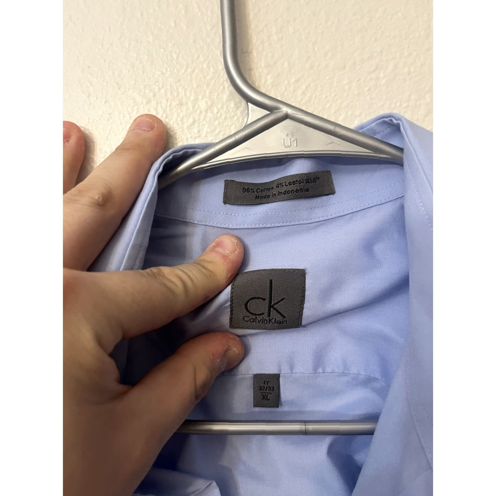 Vintage Calvin Klein Jeans Button-Up Shirt Men's XL Blue Cotton Blend Long Sleeve Size US XL / EU 56 / 4 - 2 Thumbnail