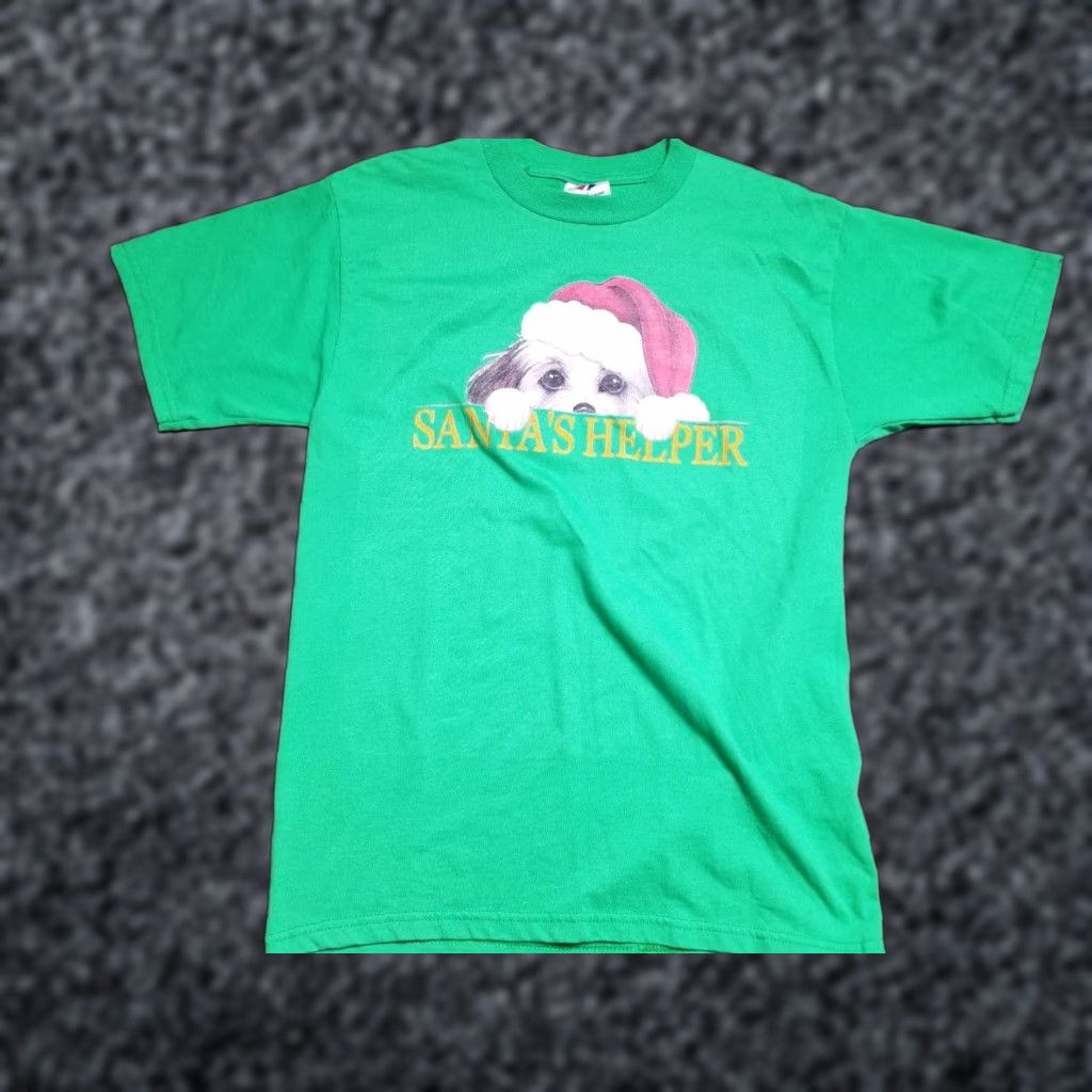 Jerzees VINTAGE Mens M Santa's Helper Christmas Shih Tzu T Shirt Size US M / EU 48-50 / 2 - 1 Thumbnail
