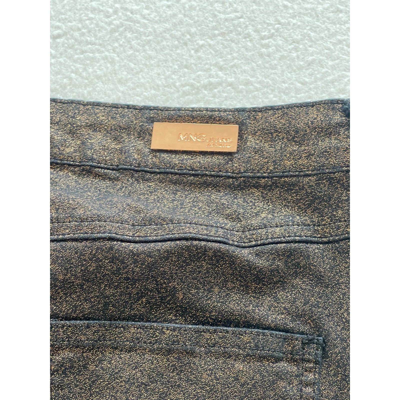 Mango Mango Jeans Womens Size 6 BlackGoldMetallic MidRise Straight Size 28" / US 6 / IT 42 - 9 Thumbnail