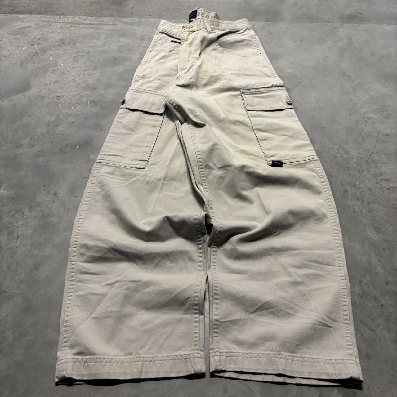 Tommy Hilfiger × Vintage Crazy Vintage Y2K/2000s Baggy Cream Tommy Hilfiger Skater Cargo Pants! Size US 30 / EU 46 - 3 Thumbnail