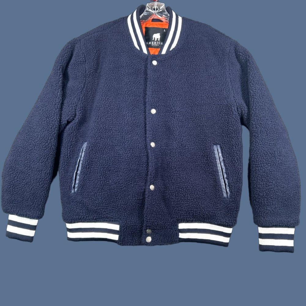 Vintage American Stitch Bomber Jacket Blue Mens M Quilted Lining Stand-Up Collar Full Zip Pockets Insulated Lined Polyester Jacket Size US M / EU 48-50 / 2 - 1 Thumbnail