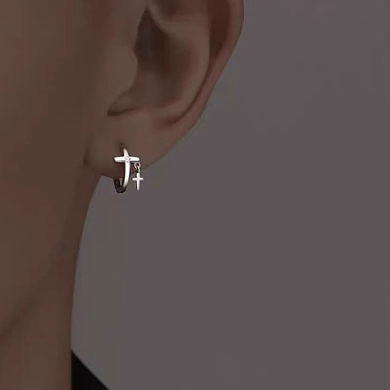 Jewelry × Sterling Silver Cross One pairs Future Earrings Gothic Punk Chrome Jewelry Size ONE SIZE - 3 Thumbnail