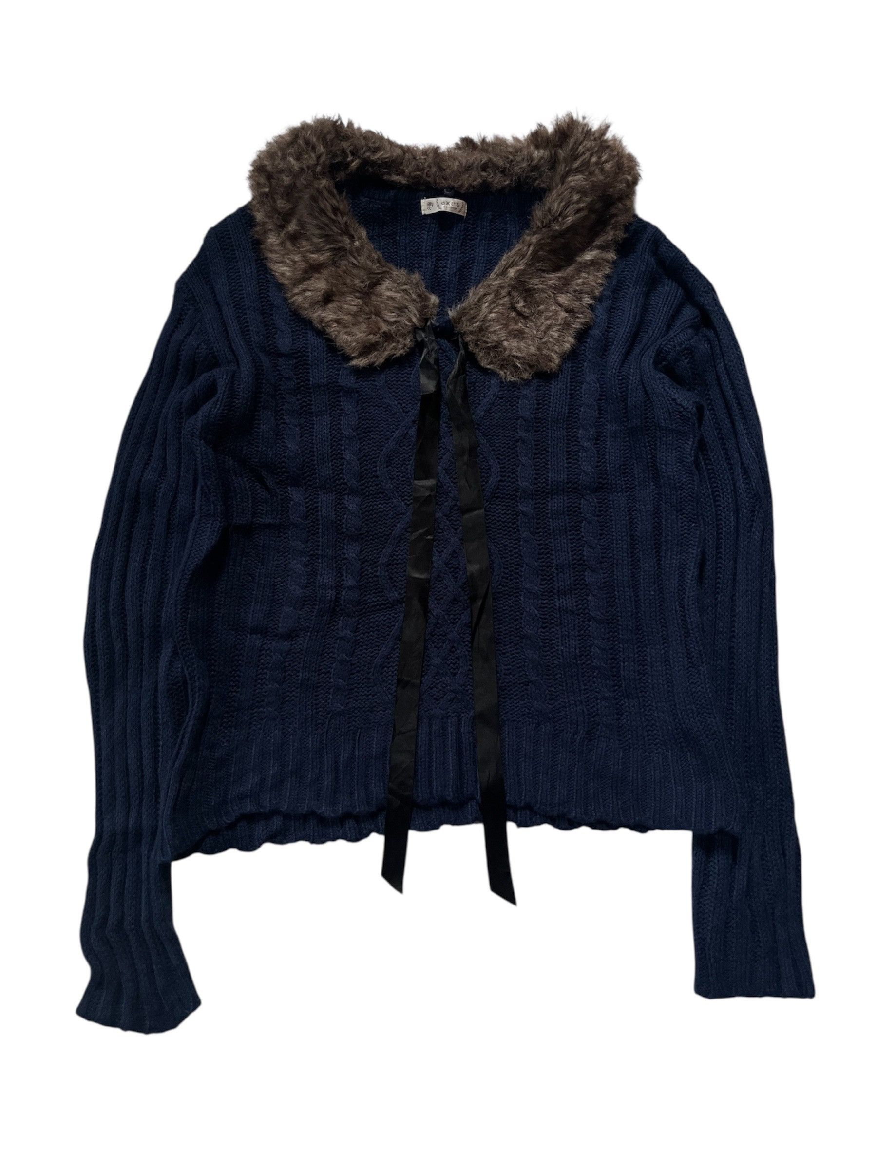 20471120 Axes Femme Japanese Brand Knitted Fur Neck Size S / US 4 / IT 40 - 1 Thumbnail