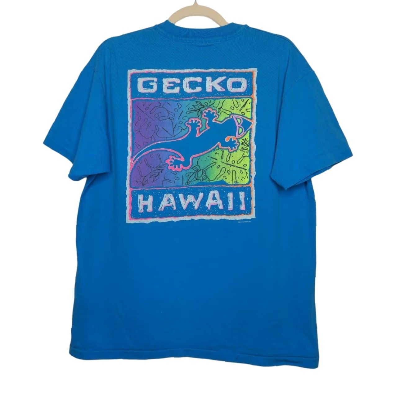 Hanes VINTAGE Hanes Blue Double Sided Surf Surfer Art Shirt Gecko Hawaii Large L Unisex Adults Toys? Size US L / EU 52-54 / 3 - 2 Thumbnail