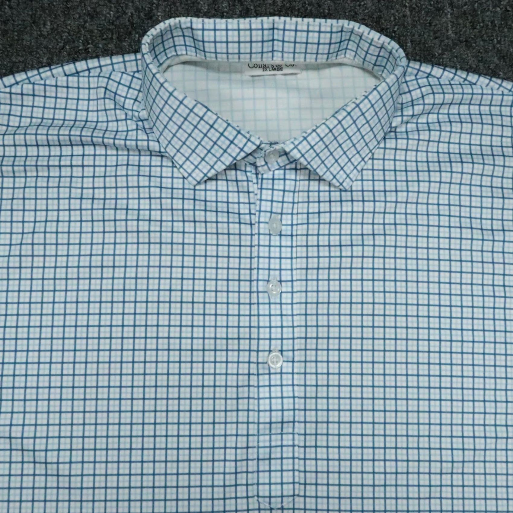 CO VINTAGE: Collars & Co Shirt Mens XXL Blue Check Polo Short Sleeve Golf Wicking Stretch Size US XXL / EU 58 / 5 - 2 Thumbnail