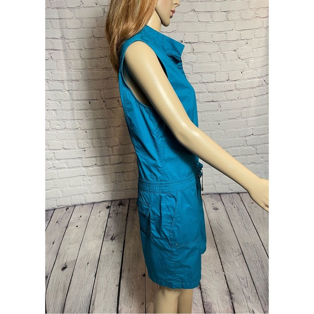 Calvin Klein Calvin Klein Cotton Drawstring Sleeveless Turquoise Mini Dr Size L / US 10 / IT 46 - 3 Thumbnail