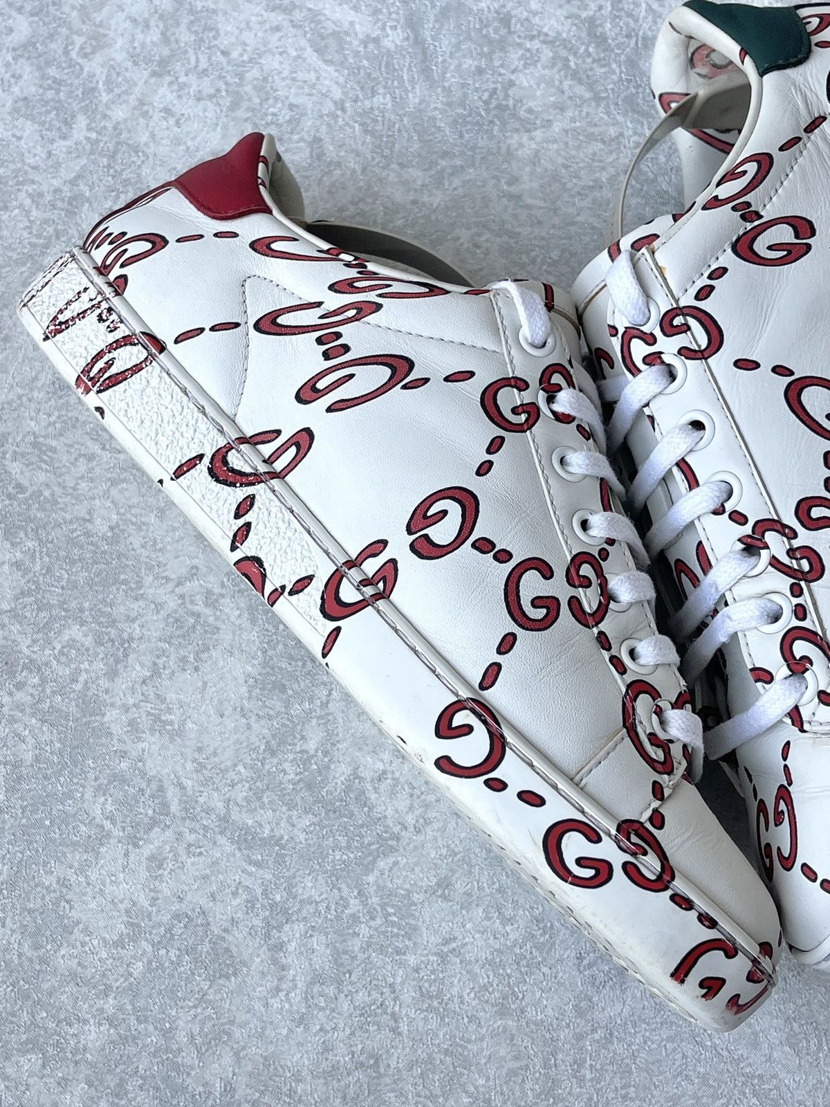 Gucci Gucci Ace Sneaker Ghost Graffiti Print Monogram Trainers Size US 6.5 / IT 36.5 - 9 Thumbnail