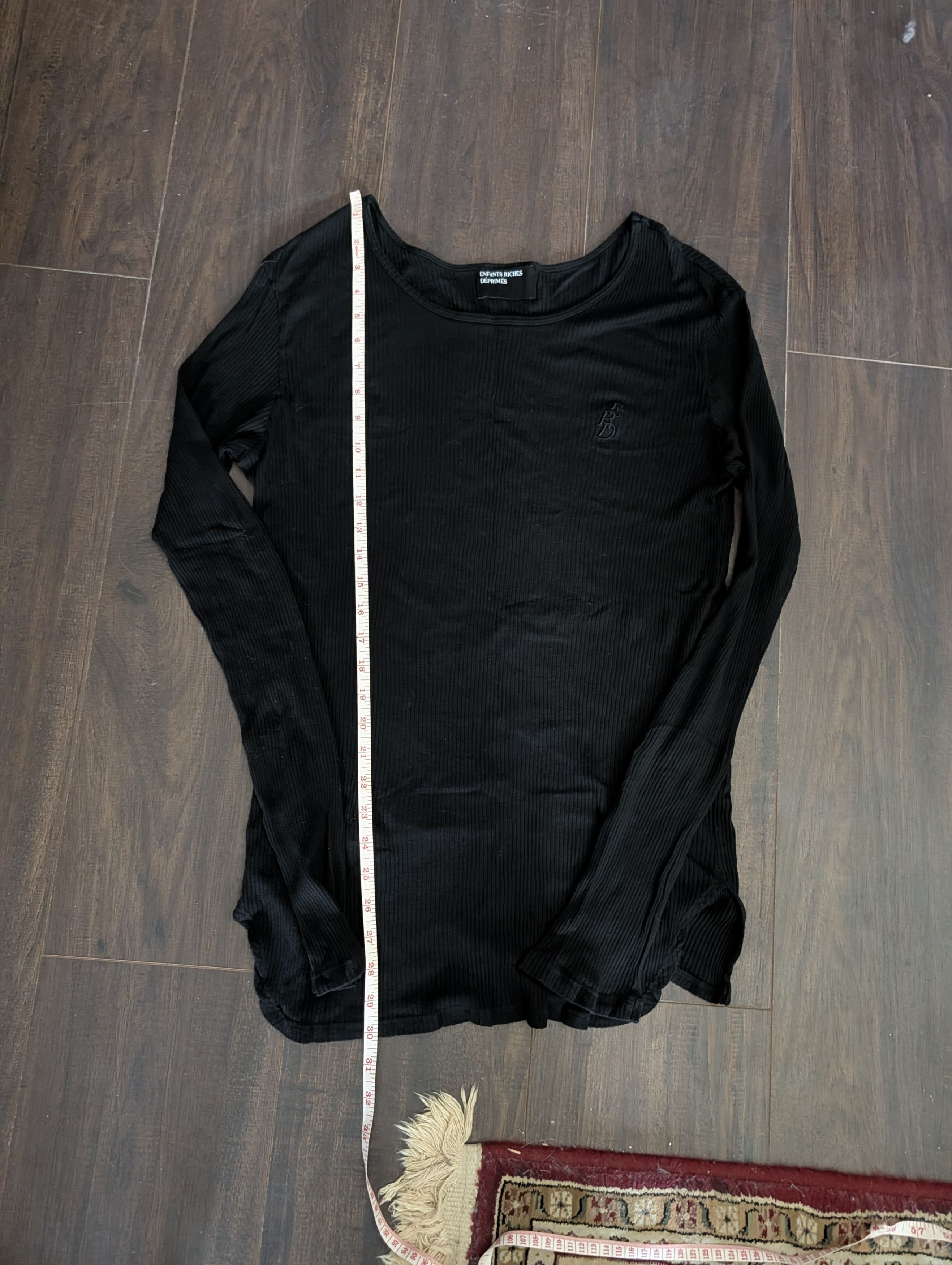 Enfants Riches Deprimes ICONIC Black Ribbed E.R.D. logo embroidered cotton L/S shirt Size US L / EU 52-54 / 3 - 14 Thumbnail