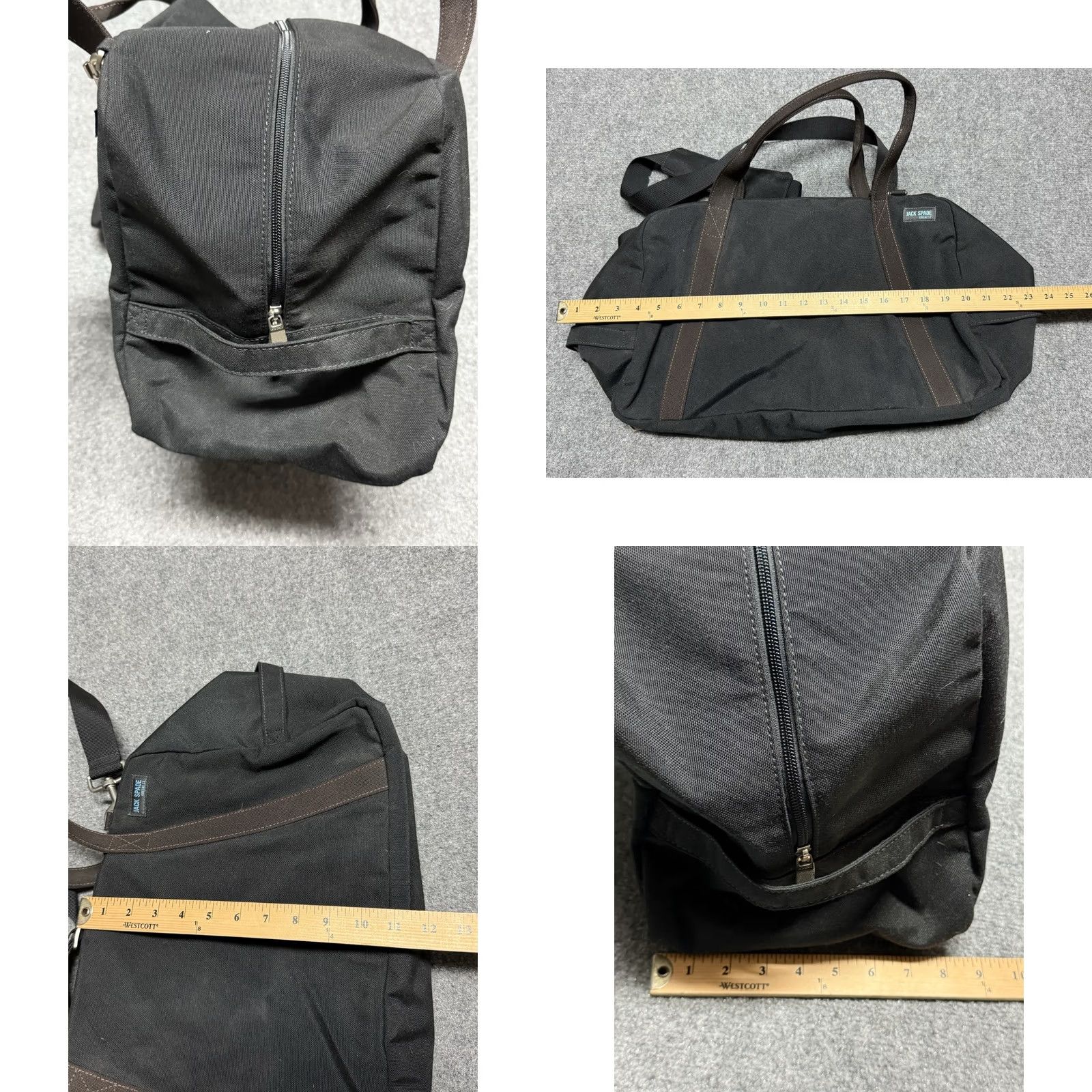 Vintage JACK SPADE Duffle Bag Black Medium Canvas Overnight Weekend Luggage Classic Size ONE SIZE - 8 Thumbnail