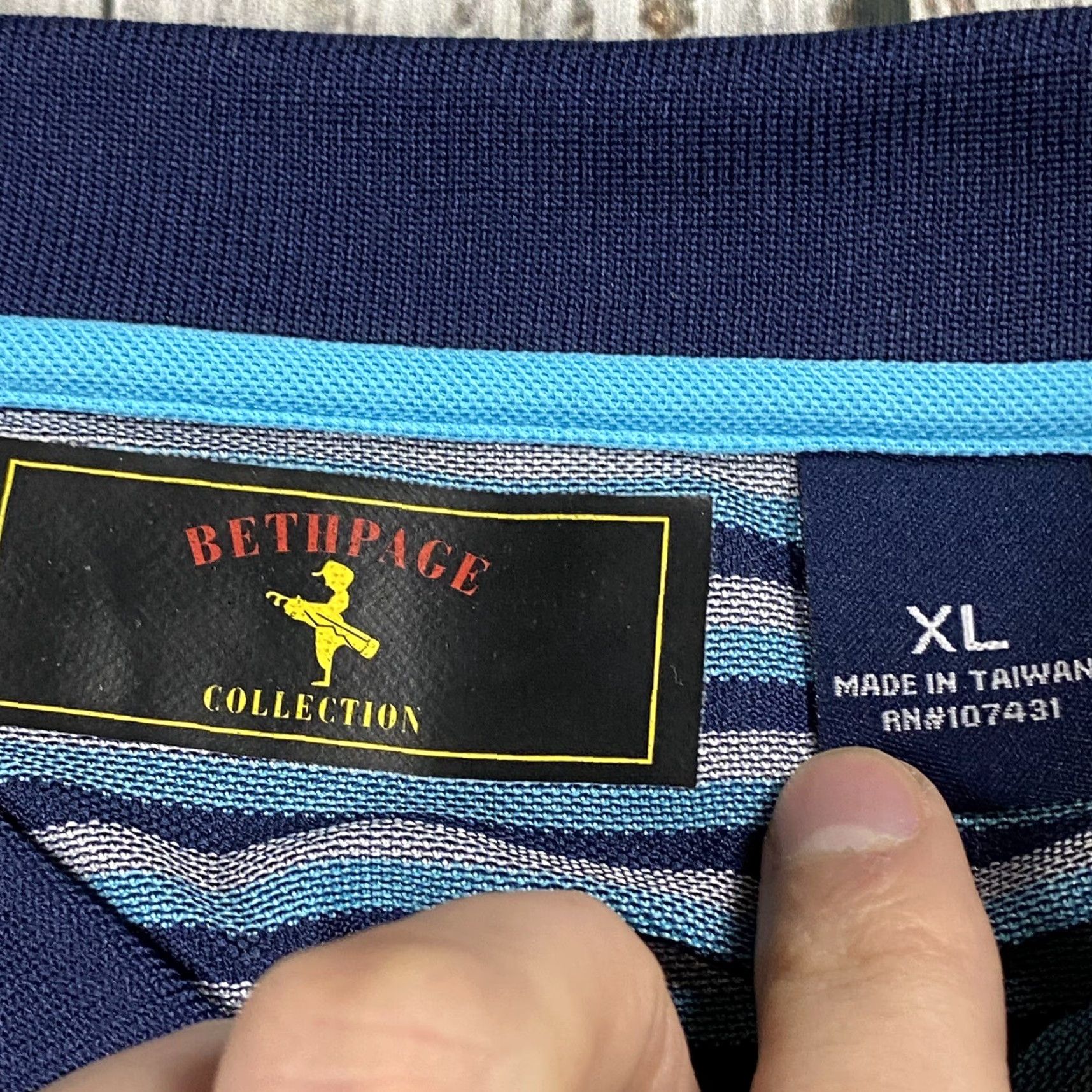 Vintage Bethpage Collection Polo Mens XL Blue Striped Golf State Park Course Black Size US XL / EU 56 / 4 - 4 Thumbnail
