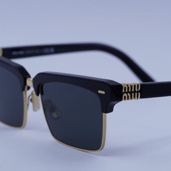 Miu Miu Miu Miu MU10ZS 1AB5S0 Sunglasses Black\Gold Browline Frame Size ONE SIZE - 11 Thumbnail