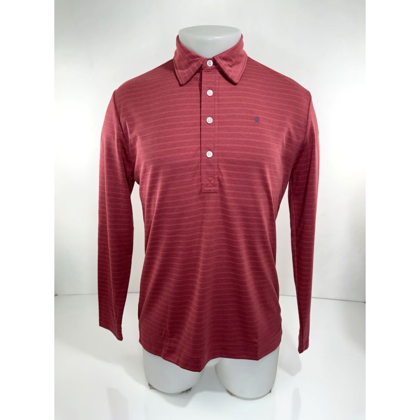 Logo 7 Criquet Rugby Shirt - Red Lightweight Striped Embroidered Logo Polo S Mens Long Sleeve Size US S / EU 44-46 / 1 - 2 Thumbnail
