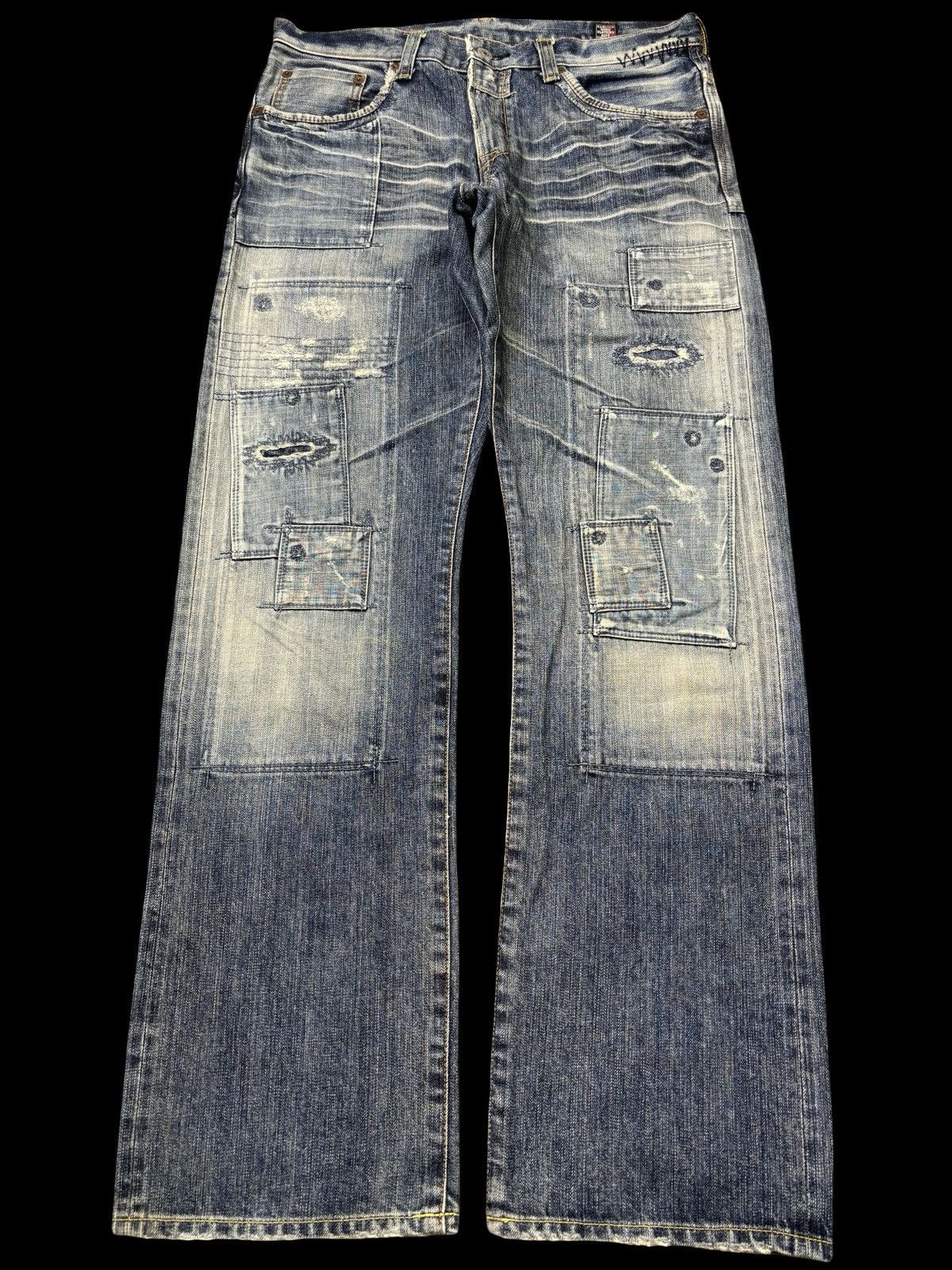 Japanese Brand 💥Insane Boro💥Archival Bartack Patchwork Denim F786 Size US 33 - 1 Thumbnail