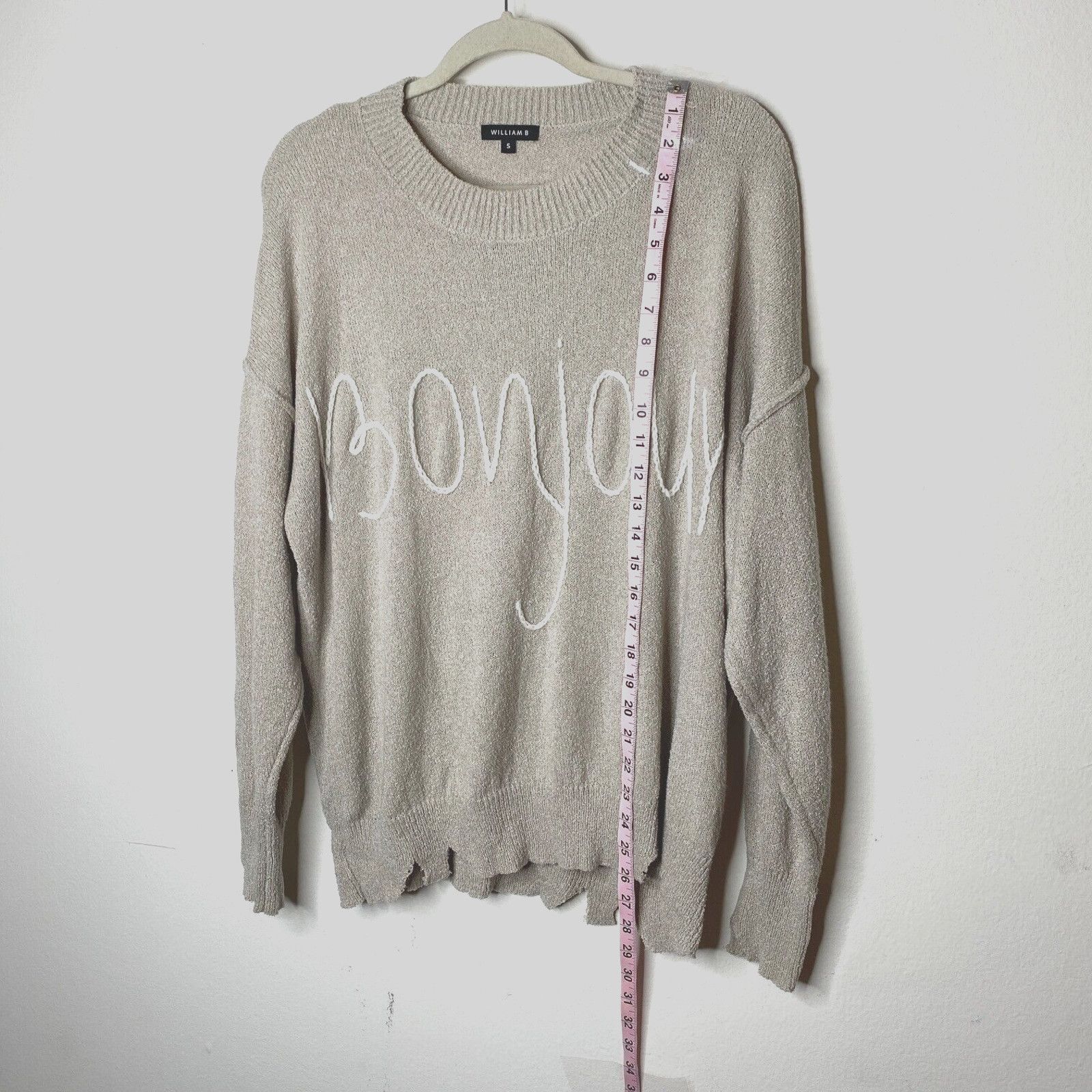 Other William B Taupe Bonjour Embroidered Distressed Sweater S Size S / US 4 / IT 40 - 11 Thumbnail