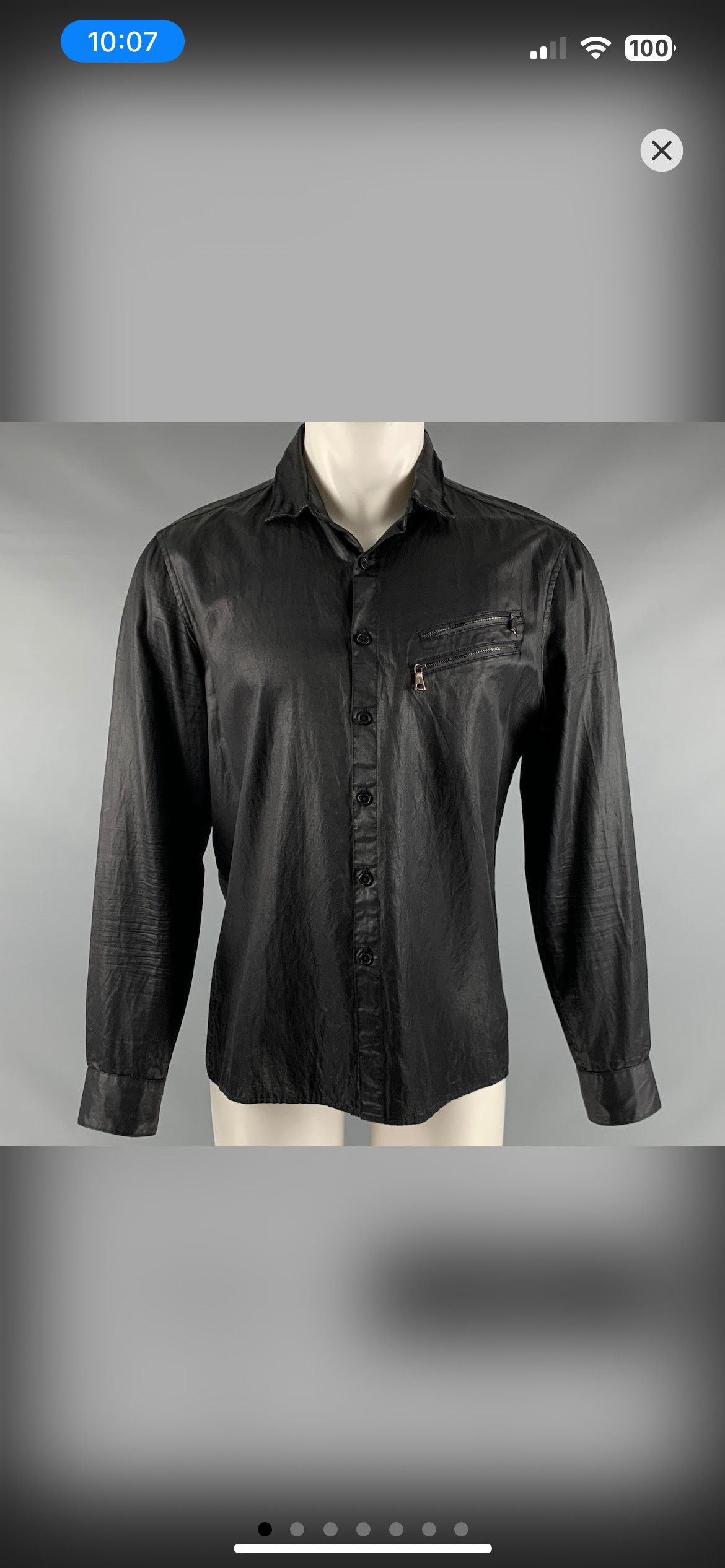 image of John Varvatos Collection - Wire Collar Black Shirt - Xs, Men's