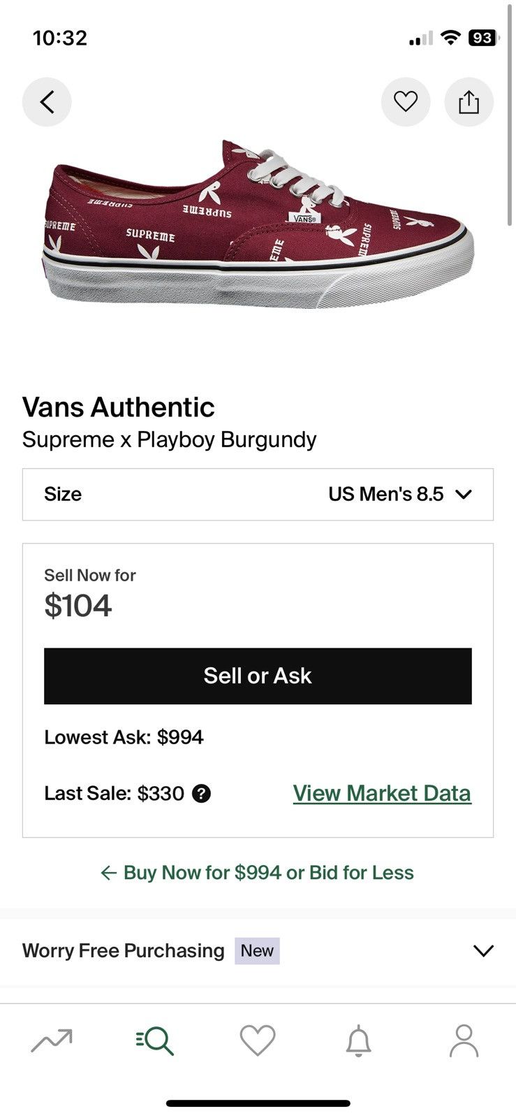 Supreme × Vans 2014SS Supreme x playboy vans era size 8.5, burgundy Size US 8.5 / EU 41-42 - 8 Thumbnail