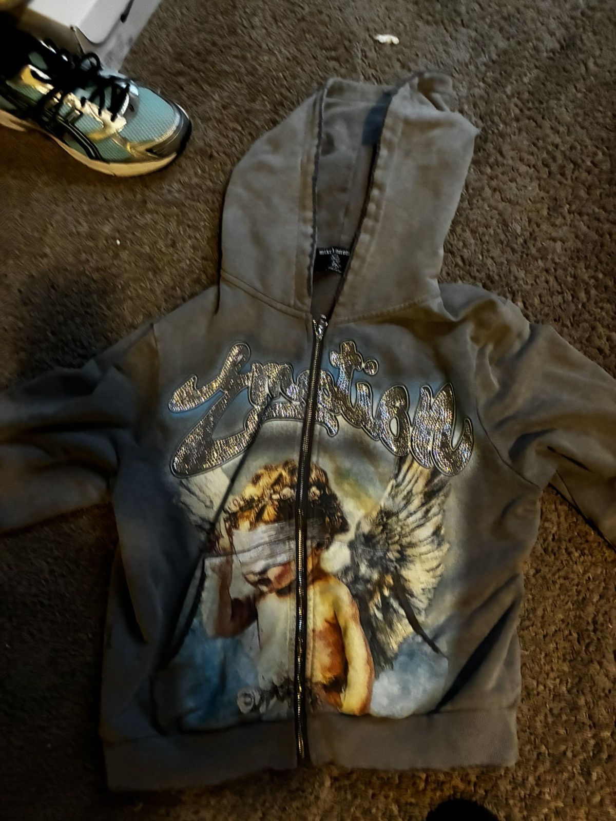 Other Mixed emotion grey rhinestone hoodie Size US S / EU 44-46 / 1 - 2 Thumbnail