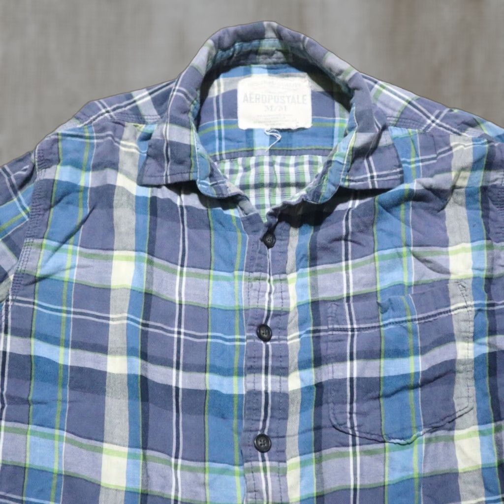 Aeropostale Aeropostale Shirt Plaid Long Sleeve Button-Down, Blue, Size M, Women, Fall Pattern Cotton Size M / US 6-8 / IT 42-44 - 1 Thumbnail