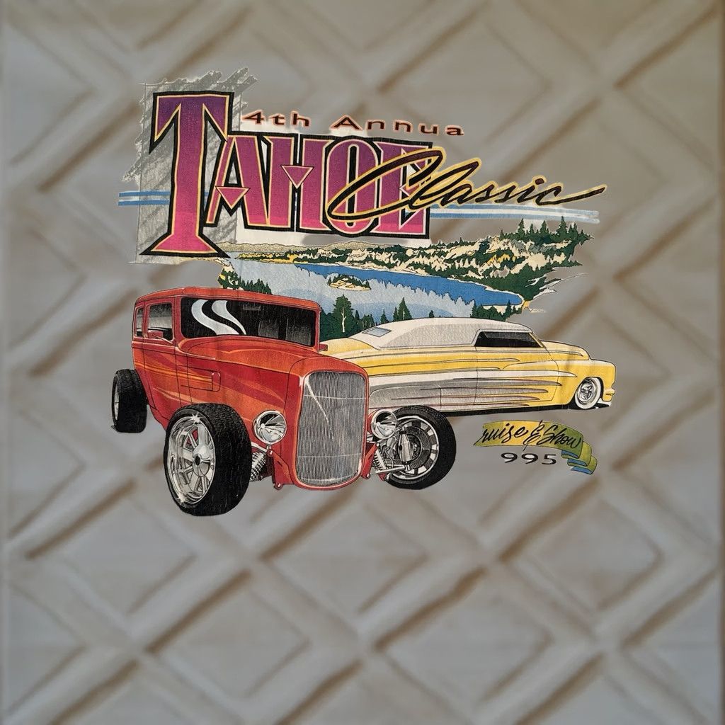 Vintage VINTAGE Tahoe 1995 classic cruise and show hot rod car show T-Shirt XL Men White Cars Classic T-Shirt XL Size US XL / EU 56 / 4 - 1 Thumbnail