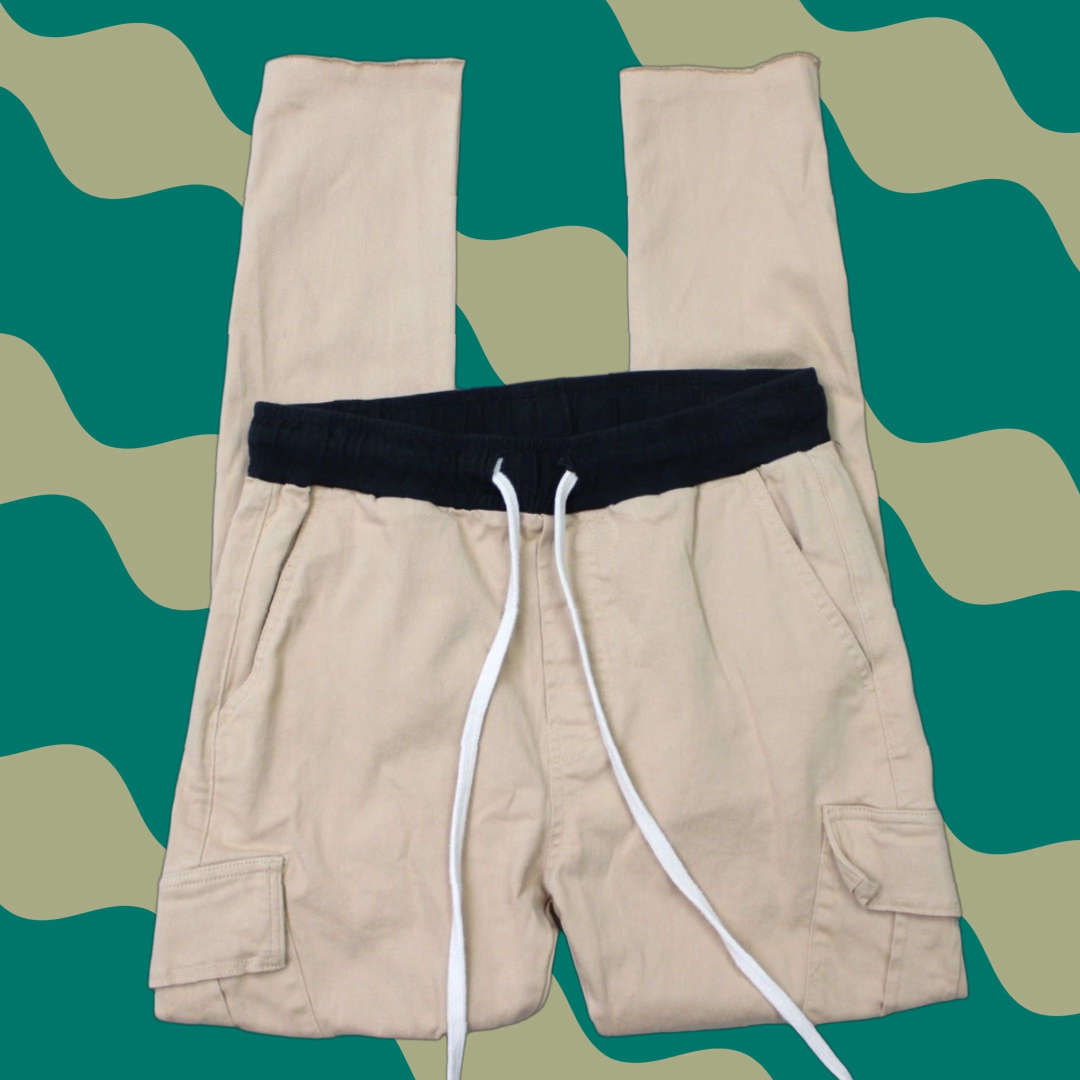 MNML MNML Jogger Pants Mens Medium Beige Drawstring Cotton Stretch Straight Leg Size US 31 - 1 Thumbnail