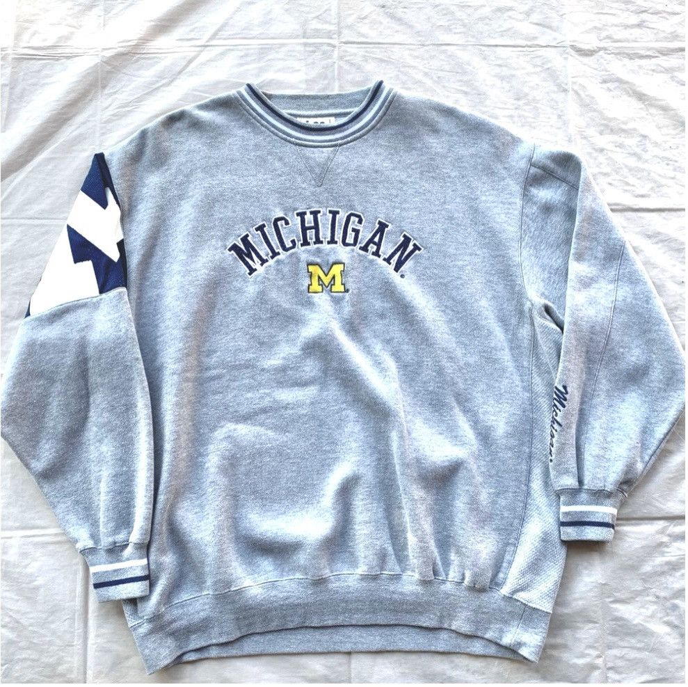 image of American College x Lee Vintage Lee Sports Univ Michigan Large Ringer Sweatshirt in Grey, Men's