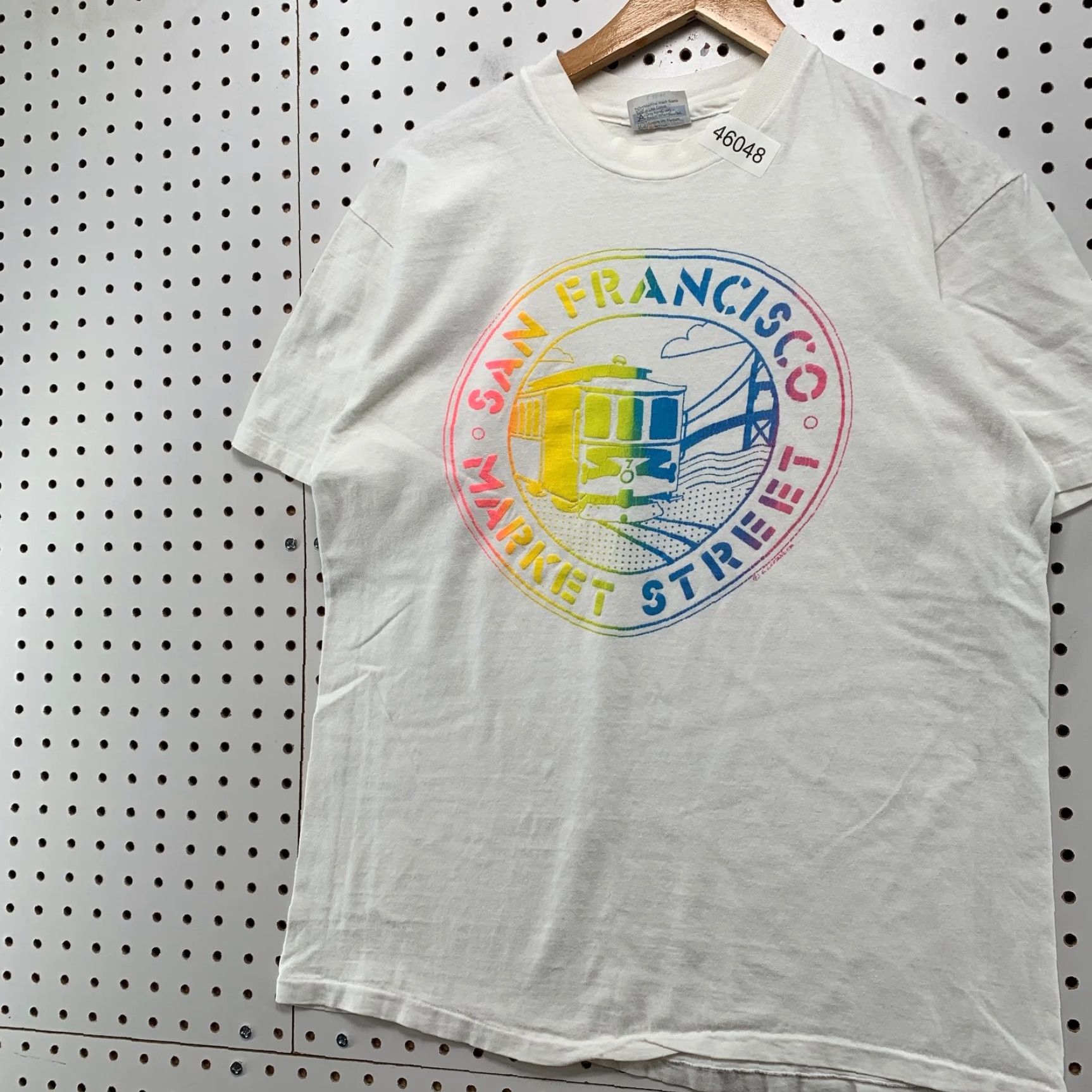 Hanes VINTAGE Hanes Beefy-T San Francisco Shirt Mens L White Cotton USA 80s California Hippie Hipster Graphic Print Crew Neck Short Sleeve Decade 1990s Mens Size US L / EU 52-54 / 3 - 3 Thumbnail