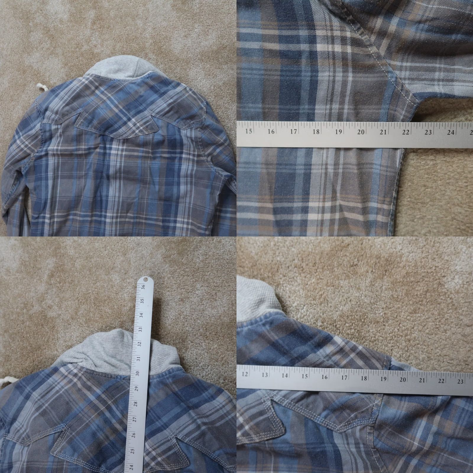 Vintage VINTAGE Buckle Button-Up Shirt Men Large Long Sleeve Plaid Hooded Athletic Fit Blue Size US L / EU 52-54 / 3 - 8 Thumbnail