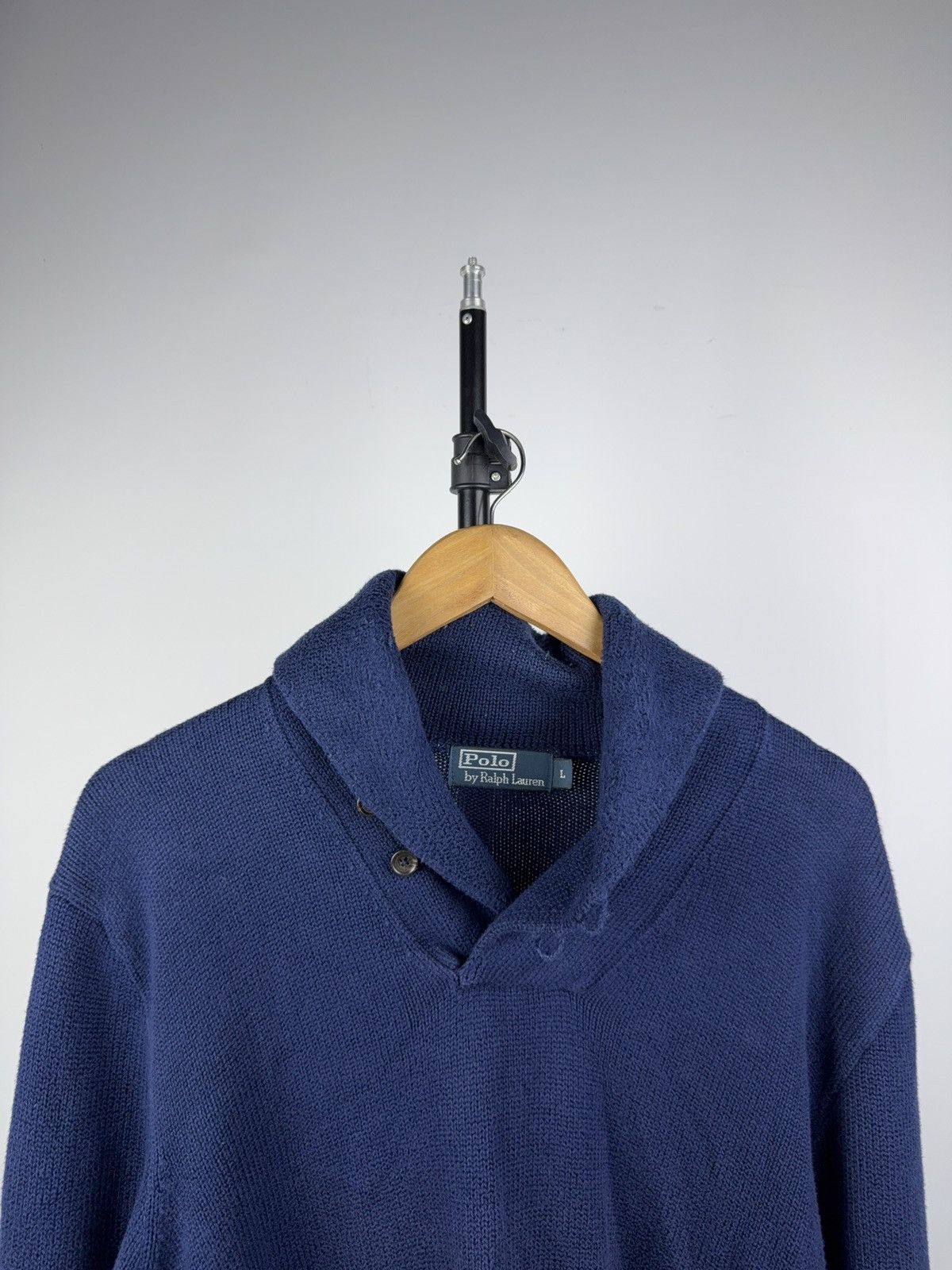 Polo Ralph Lauren Polo Ralph Lauren Shawl Collar Knit Sweater Blue Cotton L Size US L / EU 52-54 / 3 - 9 Thumbnail