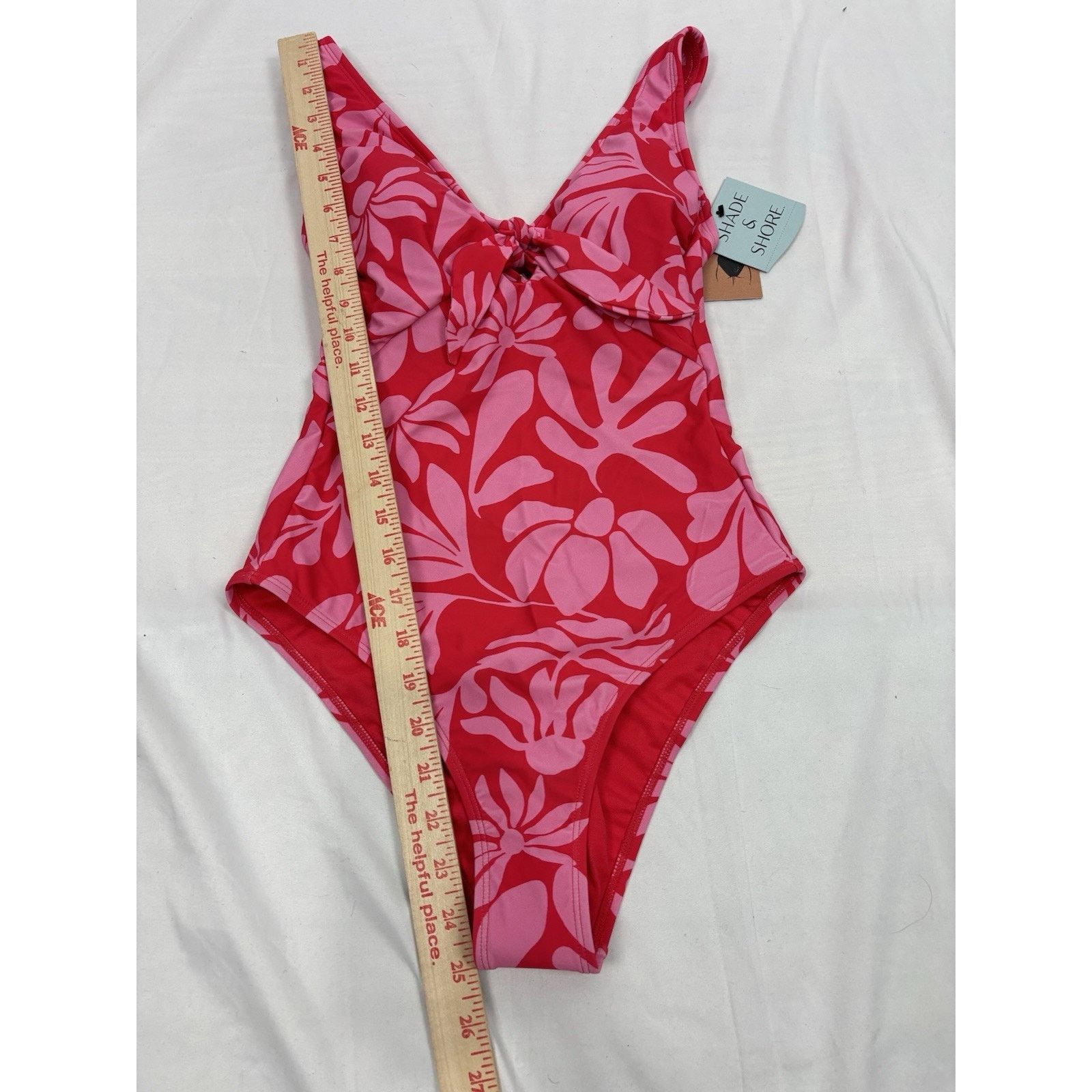 Target Basics Shade & Shore Red Pink High Leg Cheeky One Piece Swimsuit XS Size XS / US 0-2 / IT 36-38 - 6 Thumbnail
