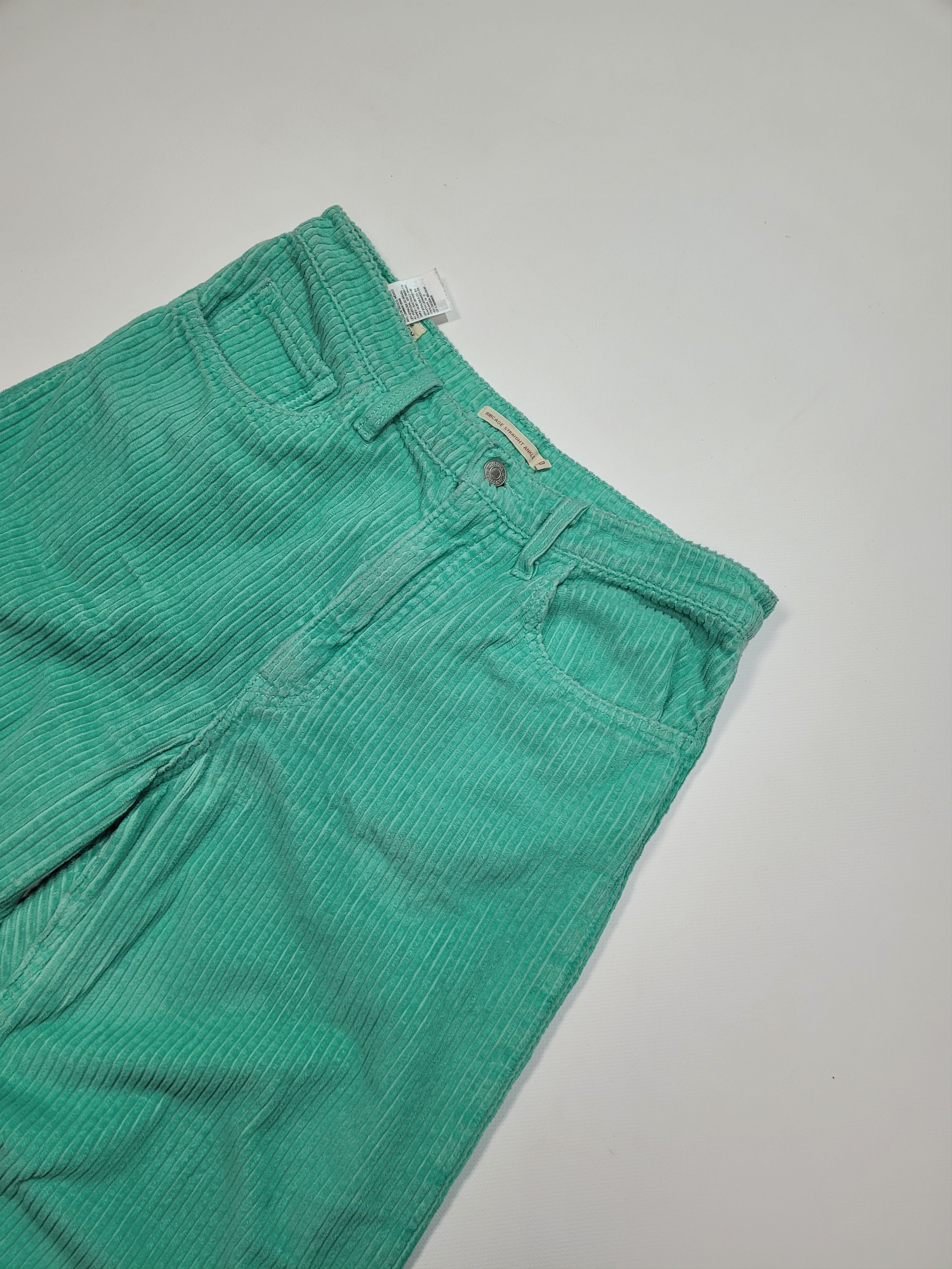 Levi's Levis Aqua Mint Corduroy Ribcage Straight Ankle Pants Size 30" / US 8 / IT 44 - 3 Thumbnail