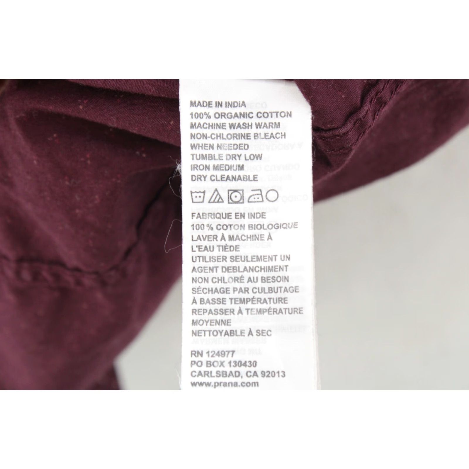 Prana prAna Shirt Mens Small Burgandy Slim Button Up Long Sleeve Flip Cuff Geometric Size US S / EU 44-46 / 1 - 7 Thumbnail