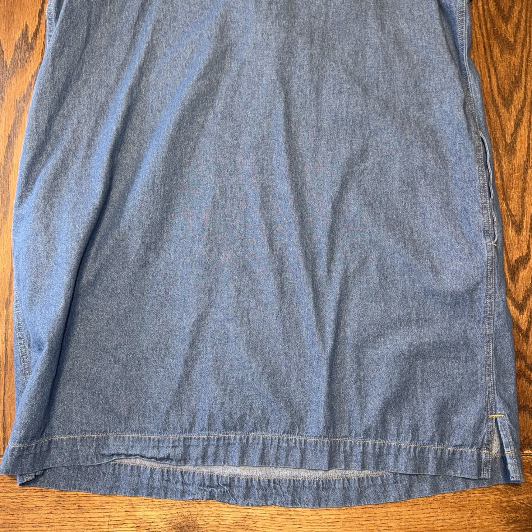 Denime The Vermont Country Store Denim Short Sleeve Popover Dress Women’s XL Pockets Blue Size 40" / US 18 - 6 Thumbnail