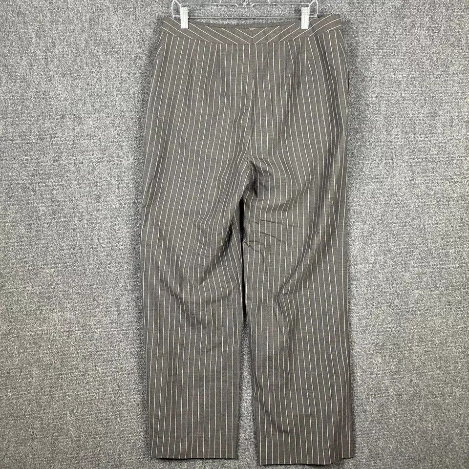 Other Ellen Tracy Trousers Pants Women's 14 NWT Striped Gray Wool Size 34" / US 12 / IT 48 - 7 Thumbnail