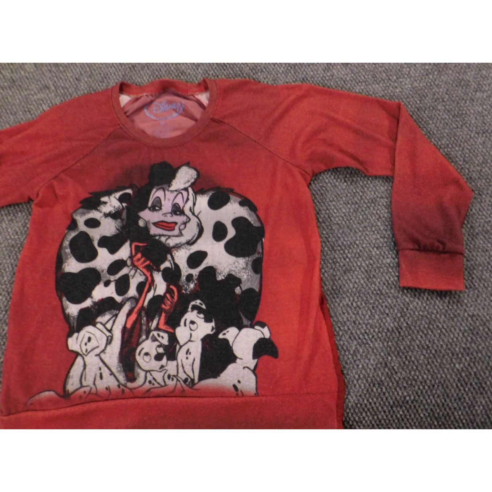 Disney Disney 101 Dalmatians Sweatshirt Womens M Red Pullover Crew Neck Casual Knit Cotton Polyester Stretch Size M / US 6-8 / IT 42-44 - 2 Thumbnail