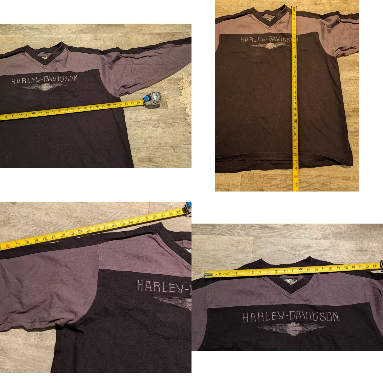 Harley Davidson Harley-Davidson Mens Long Sleeve V-neck Heavyweight Knit Shirt Black Gray 2XL Size US XXL / EU 58 / 5 - 8 Thumbnail