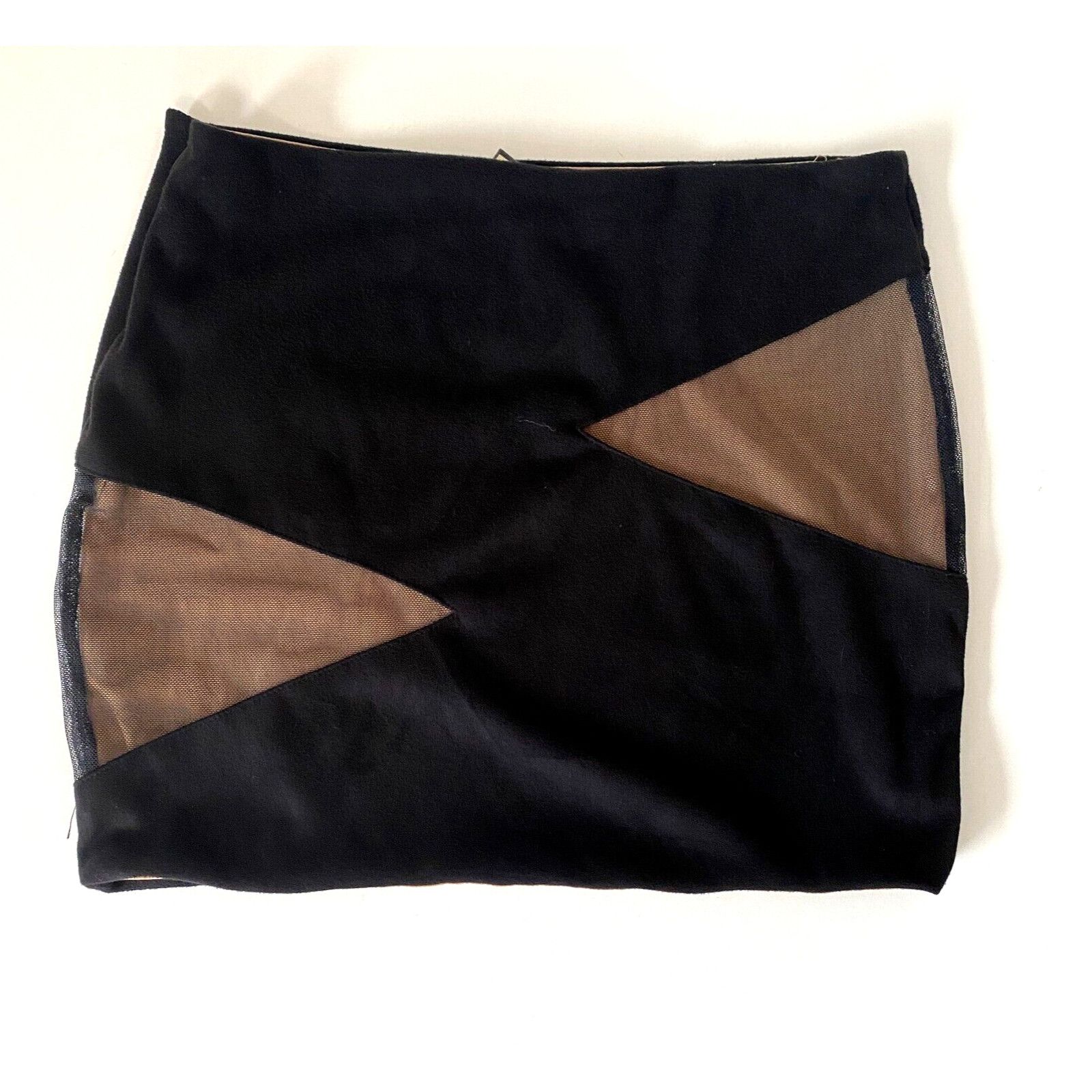 REVOLVE NWT Revolve Donna Mizani Black Suede Mesh Tan Lined Mini SM Size 27" / US 4 / IT 40 - 1 Thumbnail