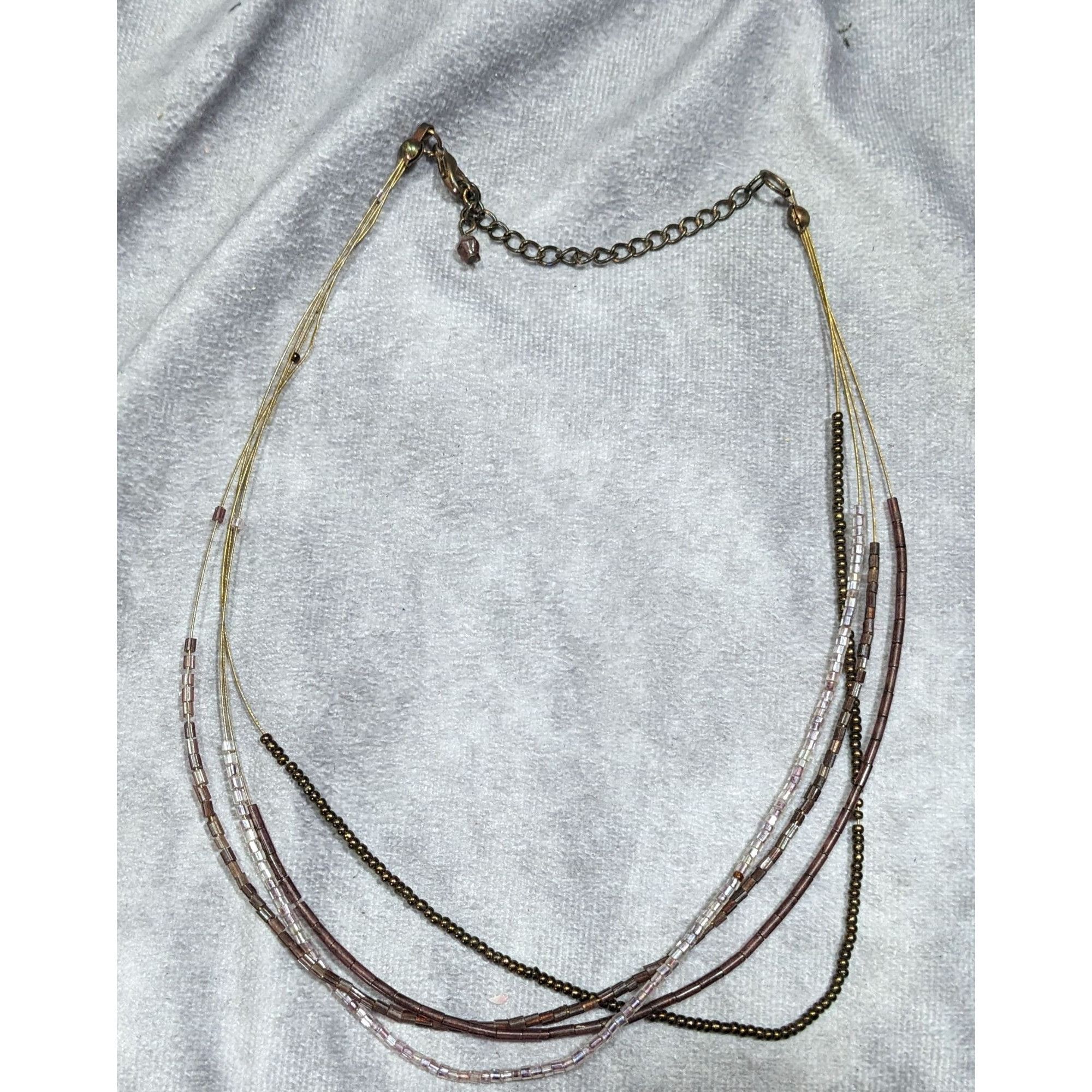 Other Simple Layered Brown And Purple Glass Beaded Necklace Size ONE SIZE - 6 Thumbnail