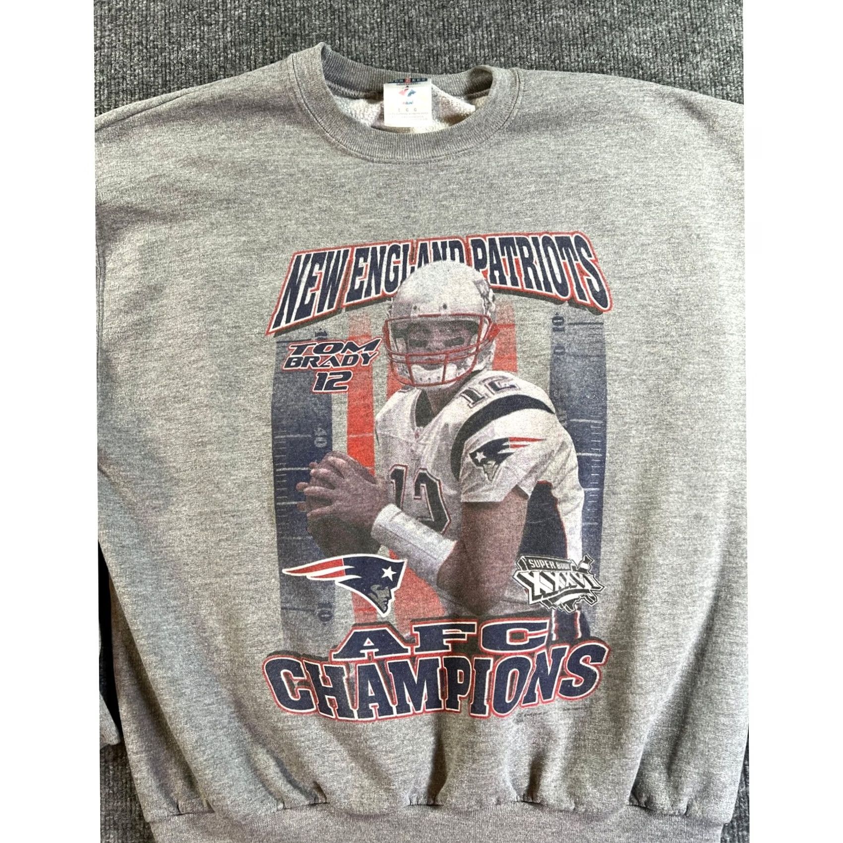 Jerzees VINTAGE Tom Brady New England Patriots Sweatshirt Mens L Gray AFC Champions Jerzees Size US L / EU 52-54 / 3 - 3 Thumbnail