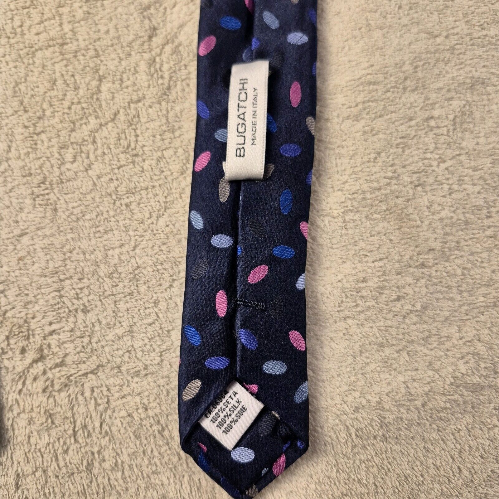 BUGATCHI Bugatchi Repp Stripe Silk Necktie Italian Blue Pink Tie Size ONE SIZE - 5 Thumbnail