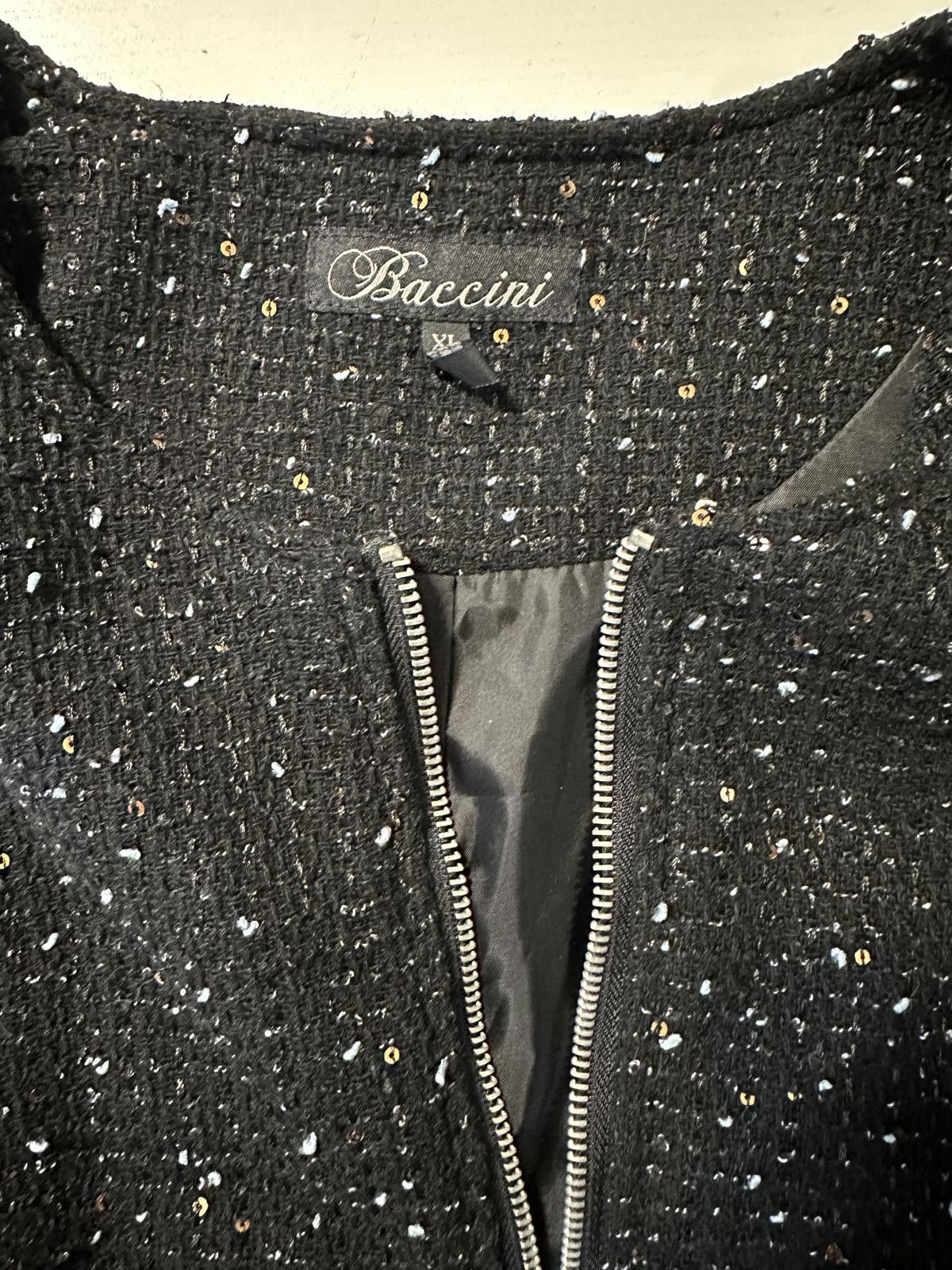 Designer Baccini Elegant Black Sparkly Jacket Size XL / US 12-14 / IT 48-50 - 3 Thumbnail
