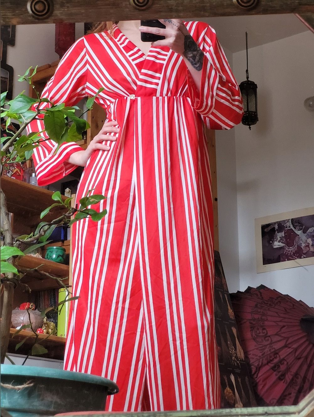 Sears Sears Vintage Retro Red and White Striped Long Robe - Size S Size S / US 4 / IT 40 - 6 Thumbnail