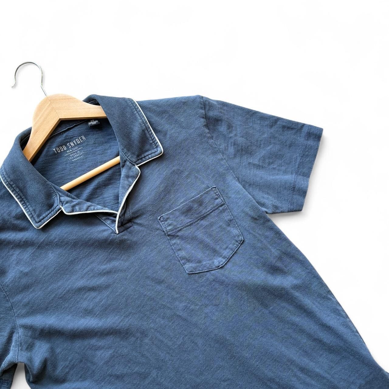 Todd Snyder Todd Snyder navy Made in LA Tipped Montauk Polo Shirt XS Size US XS / EU 42 / 0 - 5 Thumbnail