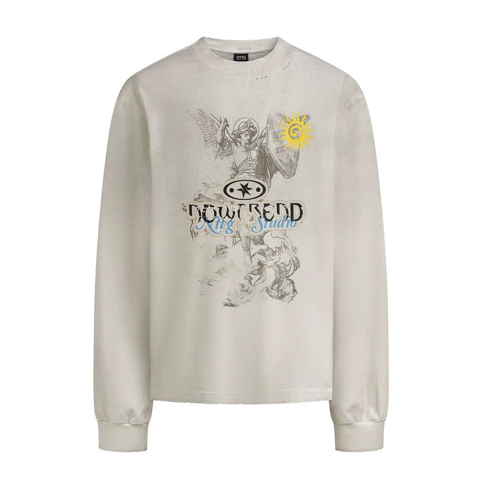 Vintage Men's trendy retro casual angel print long-sleeved T-shirt Size US L / EU 52-54 / 3 - 1 Thumbnail