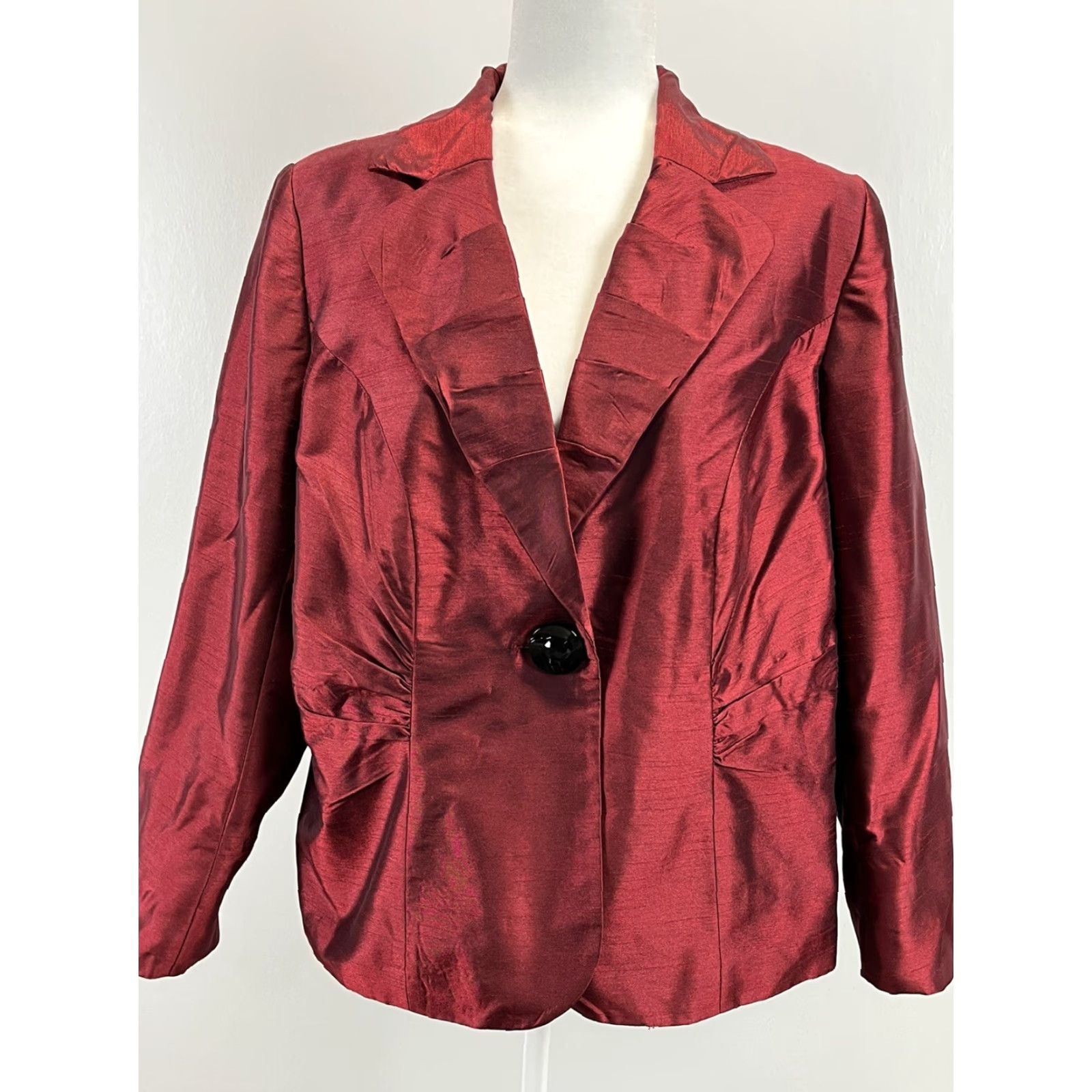 Vintage Lane Bryant Blazer Suit Jacket 18 Plus Womens Red Sheen Single Button Holiday Jacket Women Blazer Suit Red Size XXL / US 16-18 / IT 52-54 - 2 Thumbnail