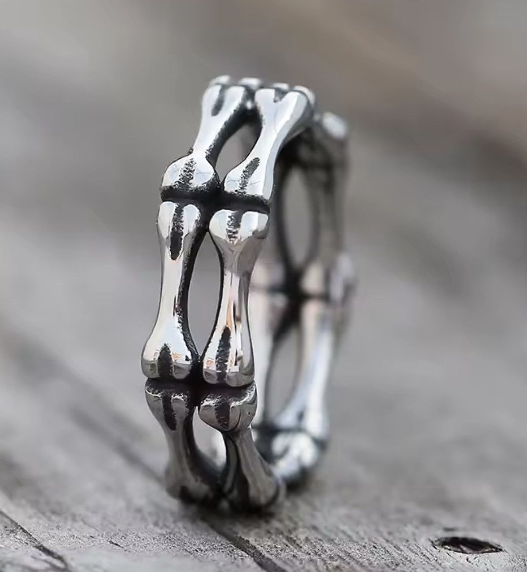 Jewelry Goth Punk Silver Tone Bone Ring | Sizes 7-13 Size ONE SIZE - 3 Thumbnail