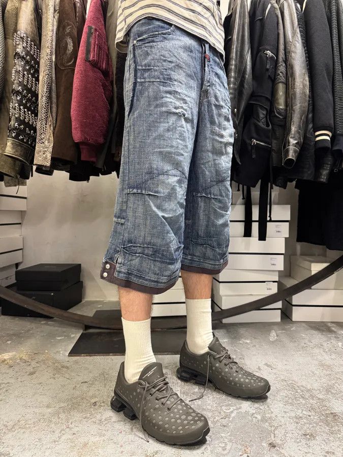 2000s Marithé François Girbaud Blue Distressed Denim Shorts