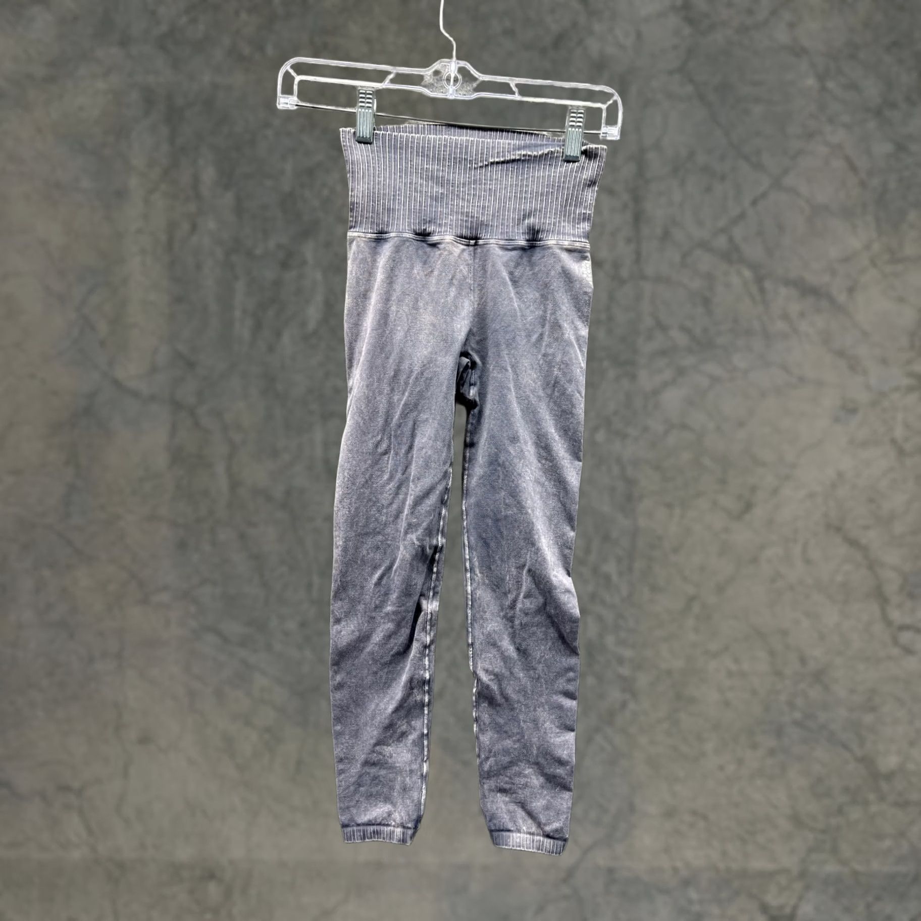 Vintage Leggings Women S Gray Striped Waist Ankle Jersey Elastic High Rise Stretch Size S / US 4 / IT 40 - 1 Thumbnail