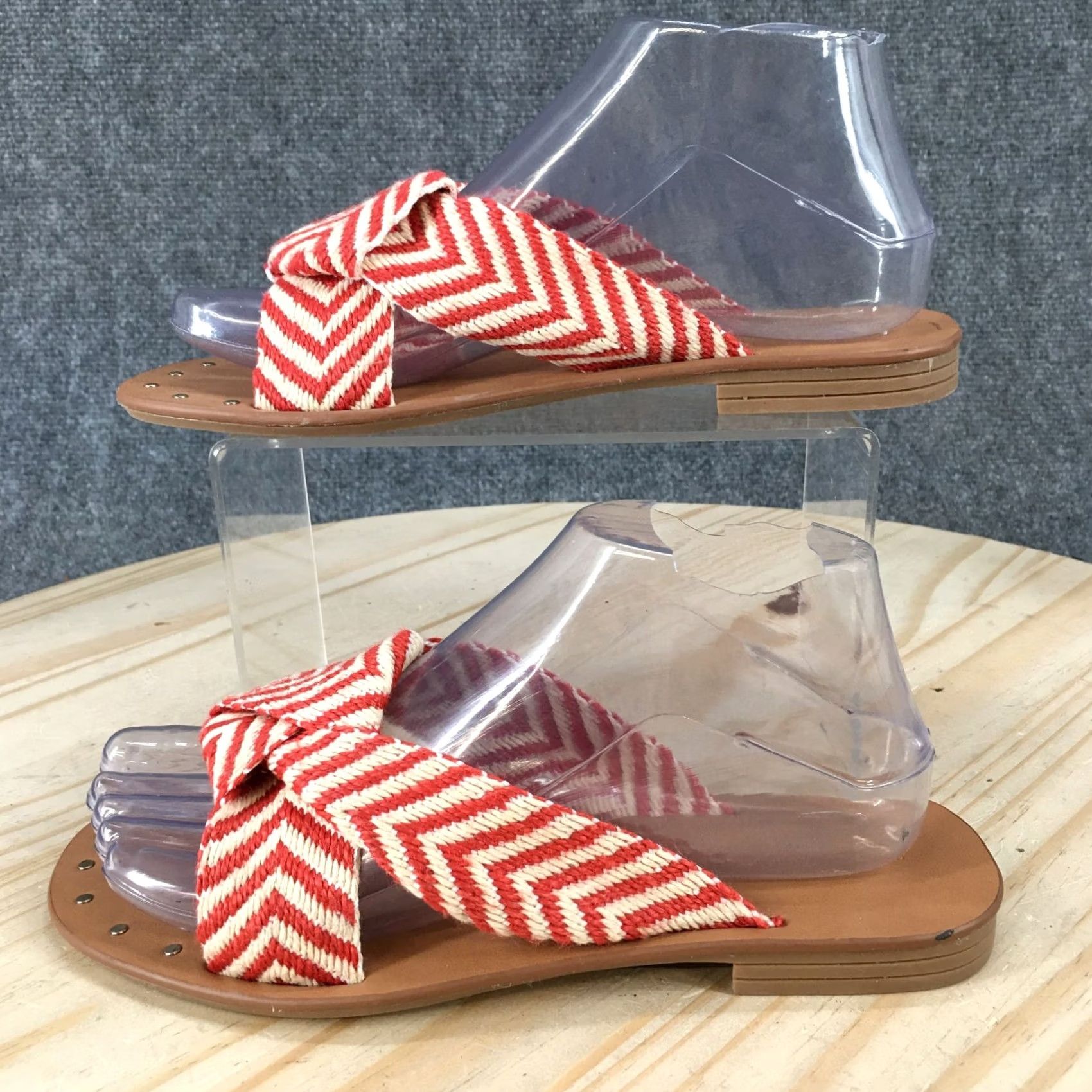 Vintage Universal Thread Sandals Womens 6.5 Louise Chevron Knotted Slide Red Striped SS19 Shoes Womens Slide Red Chevron Knotted Louisa Louise 6.5 Womens Size US 7 / IT 37 - 2 Thumbnail