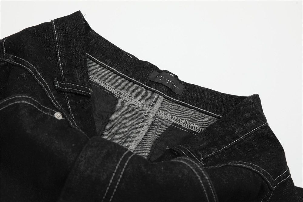 Japanese Brand × Jean Men's washed patchwork topstitched scimitar jeans Size US 34 / EU 50 - 4 Thumbnail